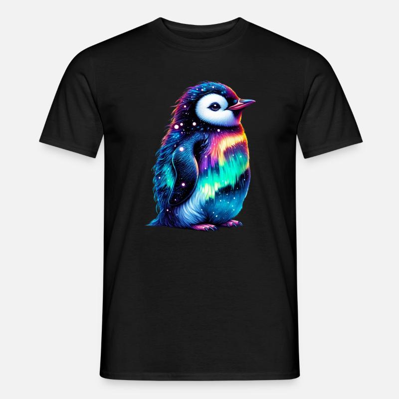 Aurora Borealis Pinguin - Männer T-Shirt - Schwarz