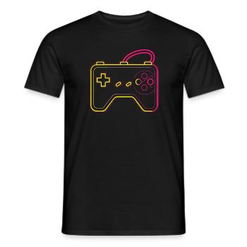 Manette de jeu rétro - T-shirt homme - noir - Devant - AI Model Male 178 light (178cm)