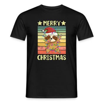 Merry Christmas Sloth - Men's T-Shirt - black - Front - AI Model Male 178 light (178cm)