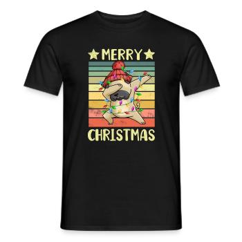 Merry Christmas Dog Pug - Men's T-Shirt - black - Front - AI Model Male 178 light (178cm)