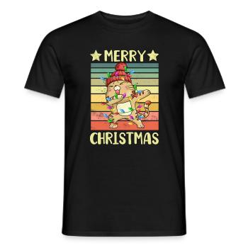 Frohe Weihnachten Katze - Männer T-Shirt - Schwarz - Vorne - AI Model Male 178 light (178cm)