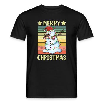 Merry Christmas Snowman - Men's T-Shirt - black - Front - AI Model Male 178 light (178cm)
