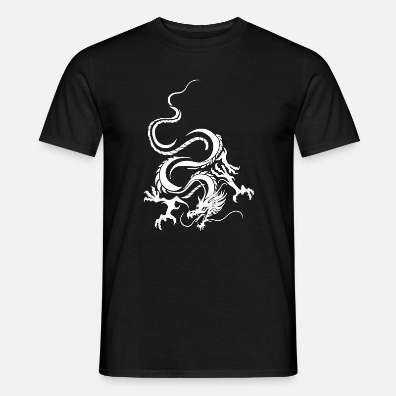 Weißer Drache Komplizierte Grafik - Männer T-Shirt - Schwarz