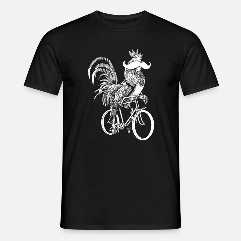 Rooster & Bicycles - white version - Men's T-Shirt - black