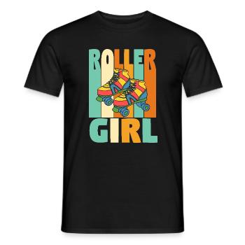 Fille à roulettes rétro - T-shirt homme - noir - Devant - AI Model Male 178 light (178cm)