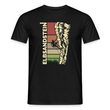 Escalade des montagnes de grès de l’Elbe - Suisse saxonne - T-shirt homme - noir - Devant - AI Model Male 178 light (178cm)