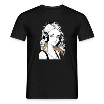 Musik Frau Mädchen Kopfhoerer Rave Geschenkidee - Männer T-Shirt - Schwarz - Vorne - AI Model Male 178 light (178cm)