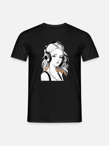 Musik Frau Mädchen Kopfhoerer Rave Geschenkidee - Männer T-Shirt - Schwarz