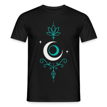 Mondpfeil mit Lotus und Kristall - Mond Spirit - Männer T-Shirt - Schwarz - Vorne - AI Model Male 178 light (178cm)