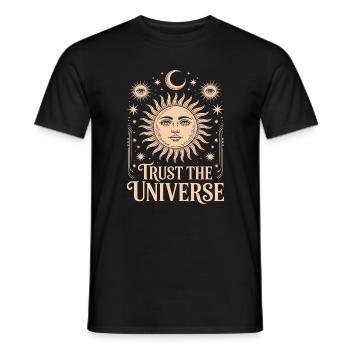 Trust The Universe Mystical Boho Sun and Moon - Men's T-Shirt - black - Front - AI Model Male 178 light (178cm)