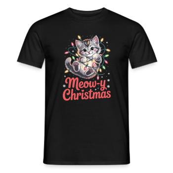 Miaoul Noël mignon chat de Noël - T-shirt homme - noir - Devant - AI Model Male 178 light (178cm)