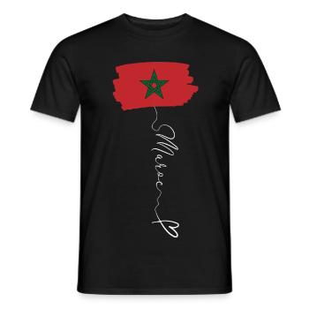 Marokko Flagge Rot Grün Pentagramm Emblem - Männer T-Shirt - Schwarz - Vorne - AI Model Male 178 light (178cm)