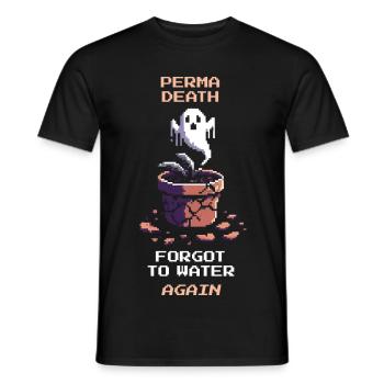 Mort permanente | L’oubli des plantes | Dicton du joueur - T-shirt homme - noir - Devant - AI Model Male 178 light (178cm)