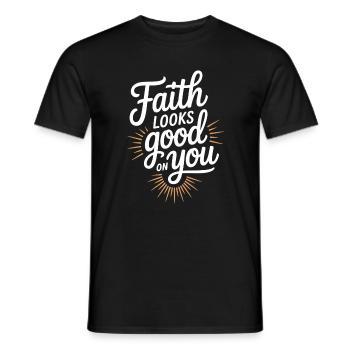 La foi vous va bien Dicton chrétien - T-shirt homme - noir - Devant - AI Model Male 178 light (178cm)