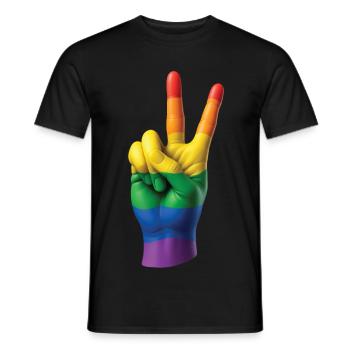 PRIDE PEACE HAND - peace & love - Men's T-Shirt - black - Front - AI Model Male 178 light (178cm)