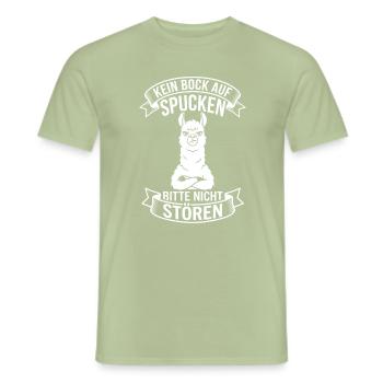 Alpaca Saying No Spitting - Men's T-Shirt - sage - Front - AI Model Male 178 light (178cm)