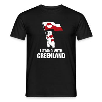 Soutien Groenland: Ours et Drapeau - T-shirt homme - noir - Devant - AI Model Male 178 light (178cm)