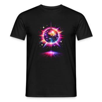Disco Ball Neon 80s Design - Men's T-Shirt - black - Front - AI Model Male 178 light (178cm)