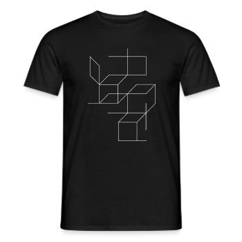 Geometrische Würfel-Linienzeichnung - Männer T-Shirt - Schwarz - Vorne - AI Model Male 178 light (178cm)