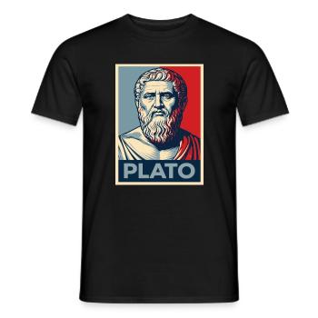 Plato Portrait in Retro design - Men's T-Shirt - black - Front - AI Model Male 178 light (178cm)