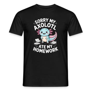 Axolotl hat meine Hausaufgaben gefressen. - Männer T-Shirt - Schwarz - Vorne - AI Model Male 178 light (178cm)