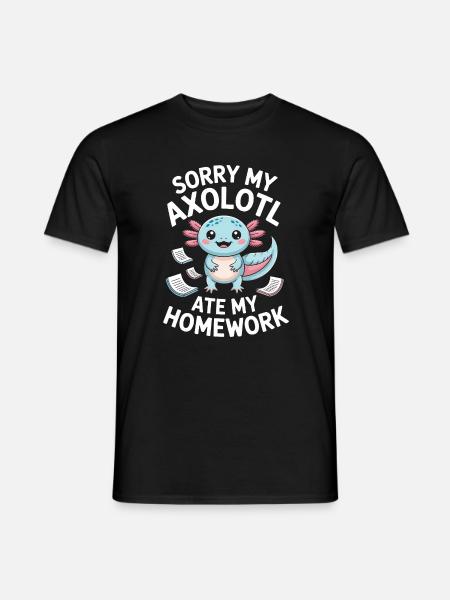 Axolotl Homework Apology - Men's T-Shirt - black