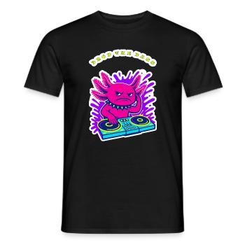 Angry Axolotl DJ - Drop the Bass Neon Design - Men's T-Shirt - black - Front - AI Model Male 178 light (178cm)