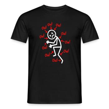 Lustige Strichmännchen mit chronischen Schmerzen Ow Humor - Männer T-Shirt - Schwarz - Vorne - AI Model Male 178 light (178cm)