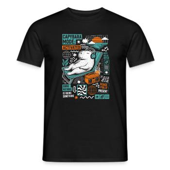 Capybara Mode Activated Funny Design - Männer T-Shirt - Schwarz - Vorne - AI Model Male 178 light (178cm)