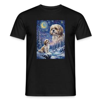 Hurlant à la Lune Mème Chien Shih Tzu - T-shirt homme - noir - Devant - AI Model Male 178 light (178cm)