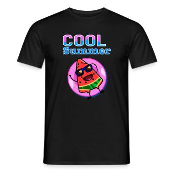 Pastèque fraîche d’été – Ambiance estivale Kawaii mignonne - T-shirt homme - noir - Devant - AI Model Male 178 light (178cm)