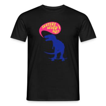 t-rex skater - Männer T-Shirt - Schwarz - Vorne - AI Model Male 178 light (178cm)