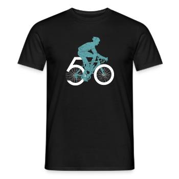 50 ans de cyclistes : T-shirt drôle d’anniversaire - T-shirt homme - noir - Devant - AI Model Male 178 light (178cm)