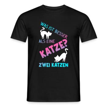 Was Ist Besser Als Eine Katze Zwei Katzen Kater Ka - Männer T-Shirt - Schwarz - Vorne - AI Model Male 178 light (178cm)