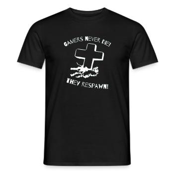 Les joueurs de chemise de jeu ne meurent jamais respawn - T-shirt homme - noir - Devant - AI Model Male 178 light (178cm)