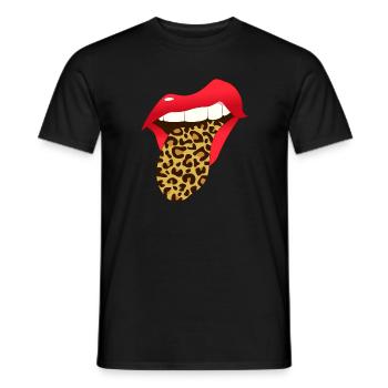 Red cartoon lips Leo - Men's T-Shirt - black - Front - AI Model Male 178 light (178cm)