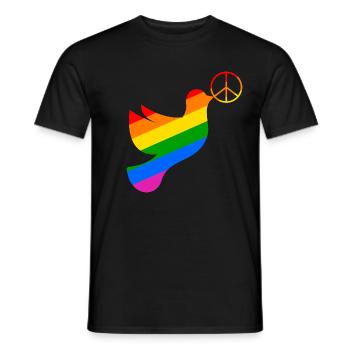 Friedenstaube in regenbogenfarben mit Peacezeichen - Männer T-Shirt - Schwarz - Vorne - AI Model Male 178 light (178cm)