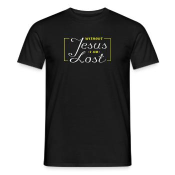 Jesus - Without Jesus I am lost - Jesus - Men's T-Shirt - black - Front - AI Model Male 178 light (178cm)