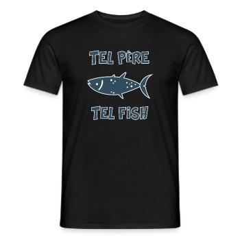 Tel Père Tel Fish Jeu de mot humour cadeau pêche - T-shirt homme - noir - Devant - AI Model Male 178 light (178cm)