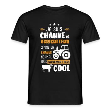 Agriculteur chauve cadeau drôle agriculture - T-shirt homme - noir - Devant - AI Model Male 178 light (178cm)