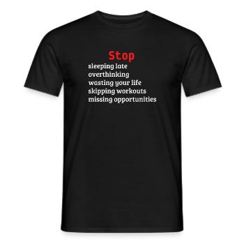 Stop - Men's T-Shirt - black - Front - AI Model Male 178 light (178cm)