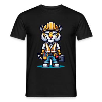 Mignon tigre ouvrier de la construction - T-shirt homme - noir - Devant - AI Model Male 178 light (178cm)