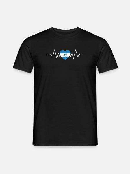 Israel Heartbeat - Männer T-Shirt - Schwarz