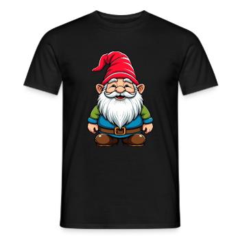 Funny Garden Gnome Cartoon - Funny Design - Men's T-Shirt - black - Front - AI Model Male 178 light (178cm)