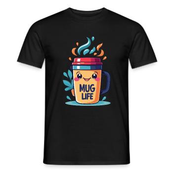 Mug Life - Funny Coffee Illustration - Men's T-Shirt - black - Front - AI Model Male 178 light (178cm)