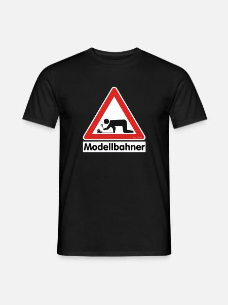 Warnschild "Modellbahner E Lok" - Männer T-Shirt - Schwarz