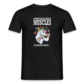Installing Muscles Rainbow Unicorn Gift - Men's T-Shirt - black - Front - AI Model Male 178 light (178cm)