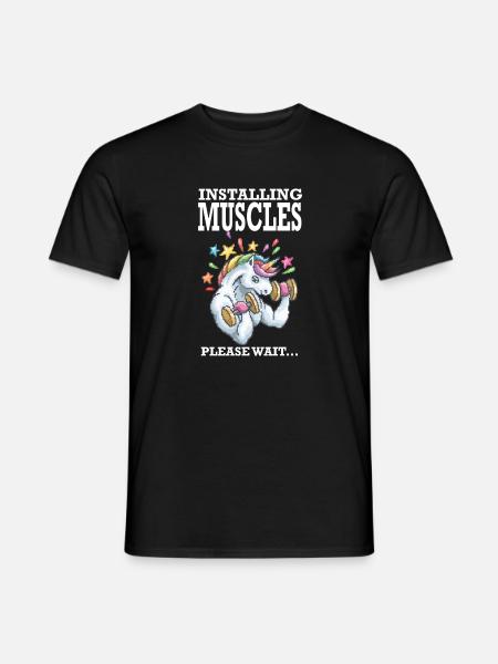 Installing Muscles Rainbow Einhorn Geschenk - Männer T-Shirt - Schwarz