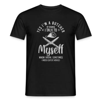Travail de boucherie dans le secteur de la viande - T-shirt homme - noir - Devant - AI Model Male 178 light (178cm)