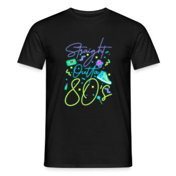 80s neon sign - Men's T-Shirt - black - Front - AI Model Male 178 light (178cm)